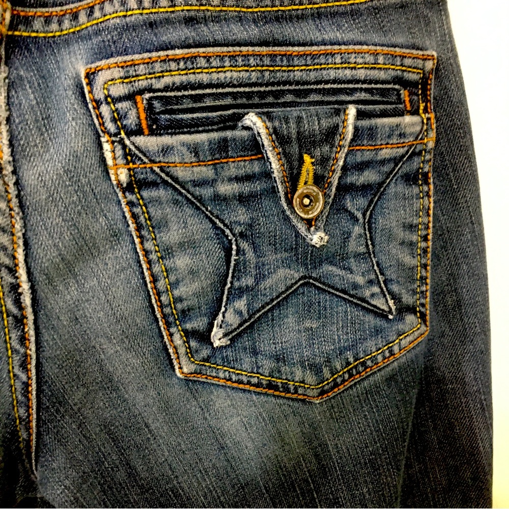 People's Liberation Women's Straight Leg Jeans - Dark Blue with Orange Stitching